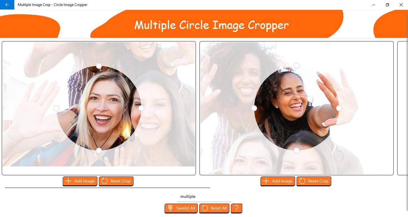 Convert Square Image into Circle Shape With Frame - Multiple Circle Cropper