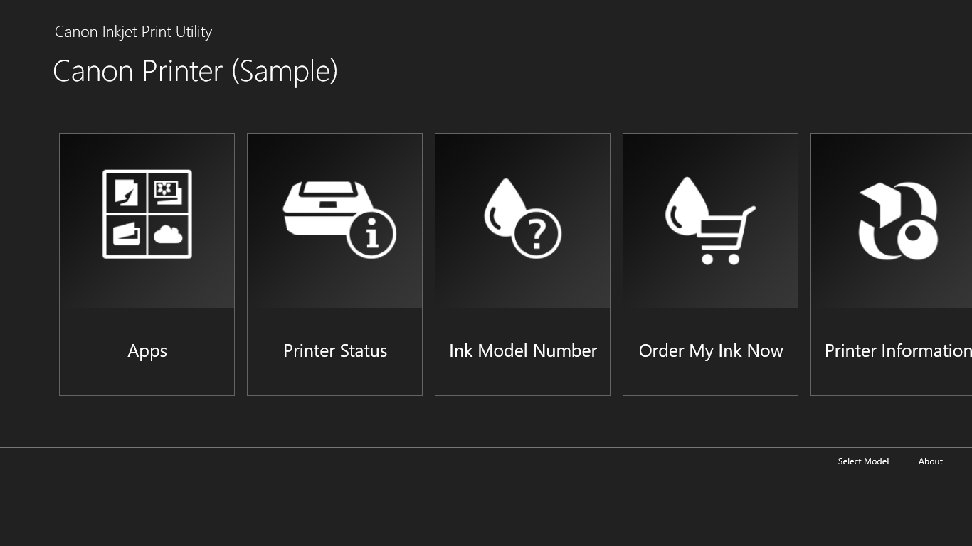 You can check the printer status and ink model numbers.