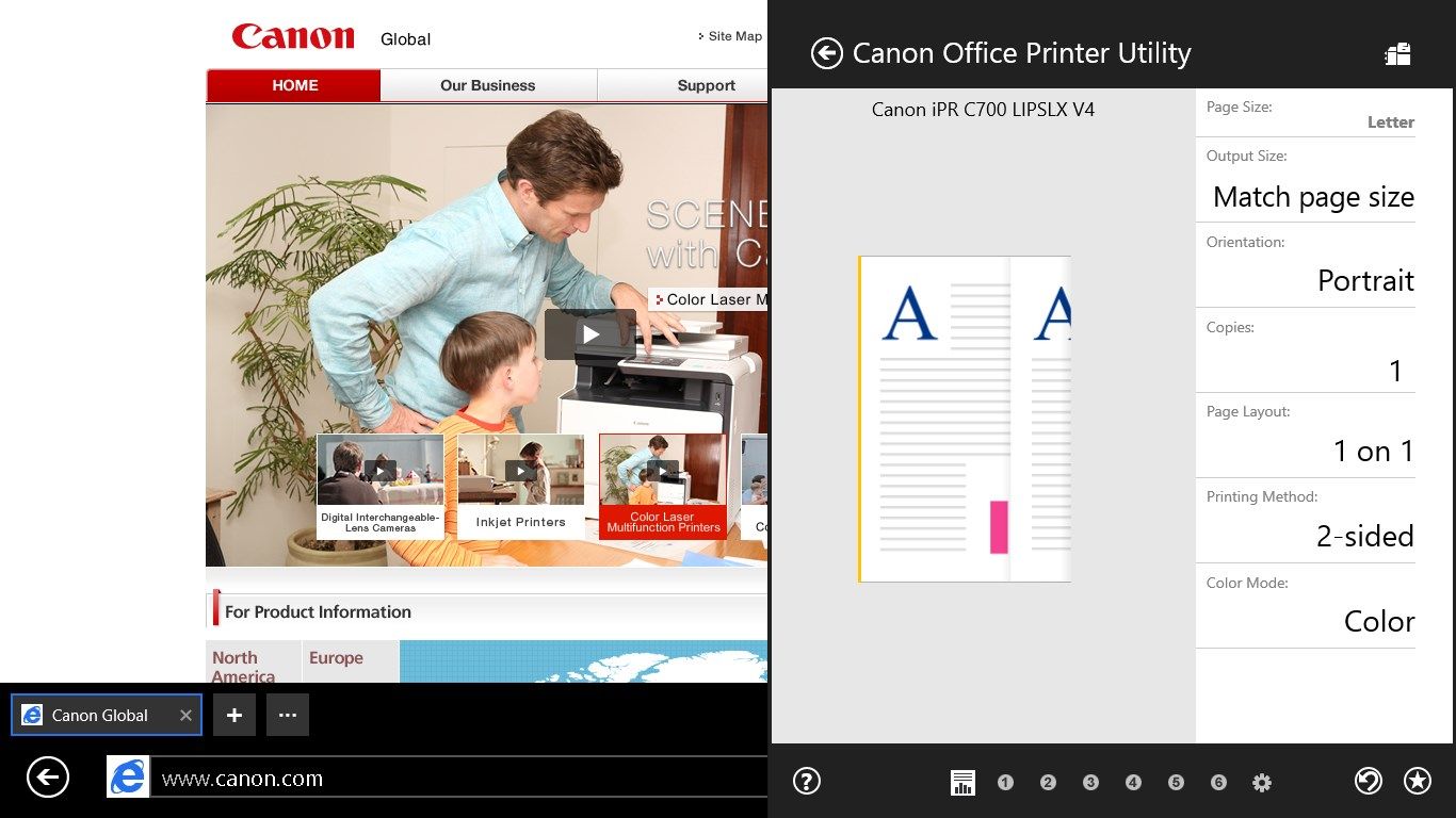 You can configure detailed print settings in Windows Store apps and Windows apps.