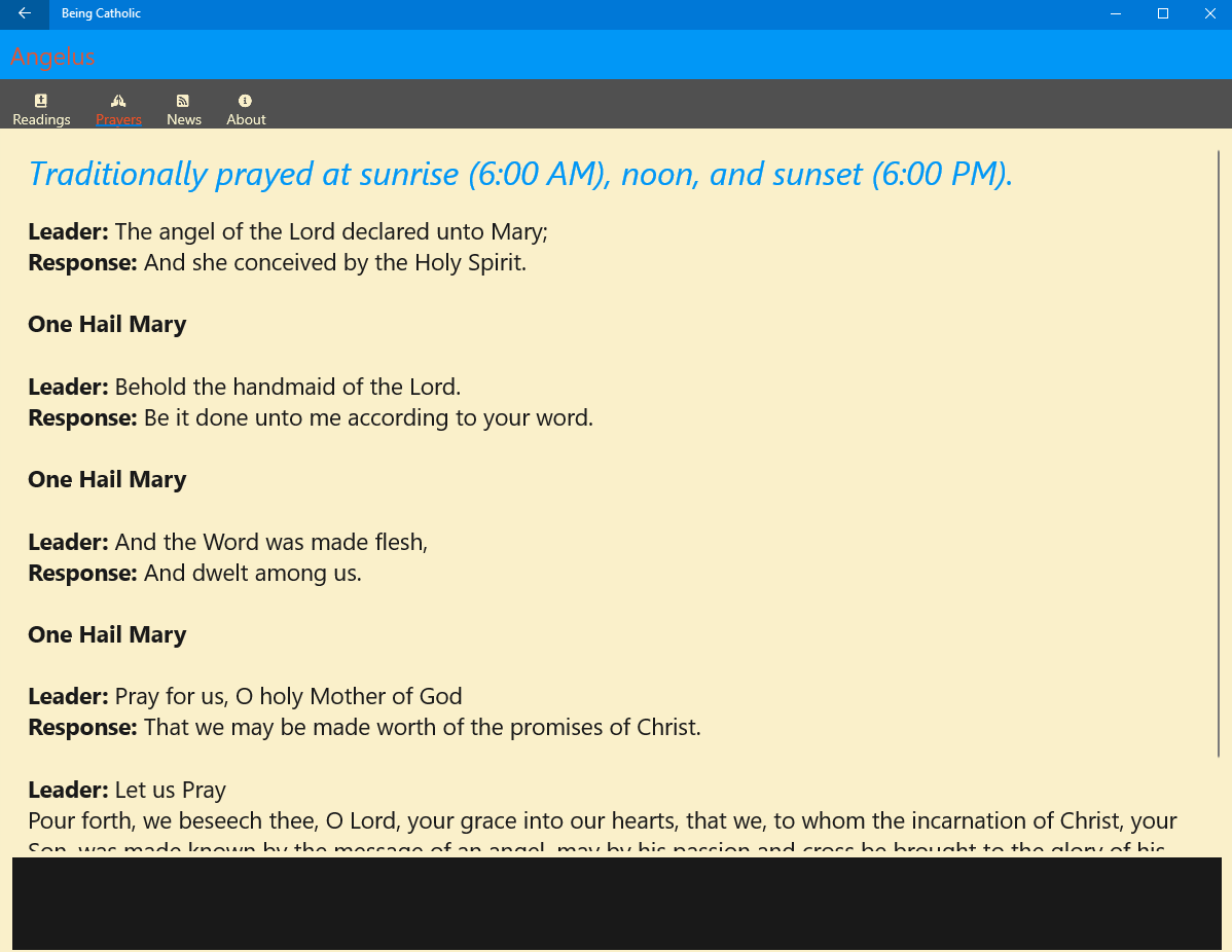 Prayer viewer shows you a description of the prayer and the contents of the prayer to follow