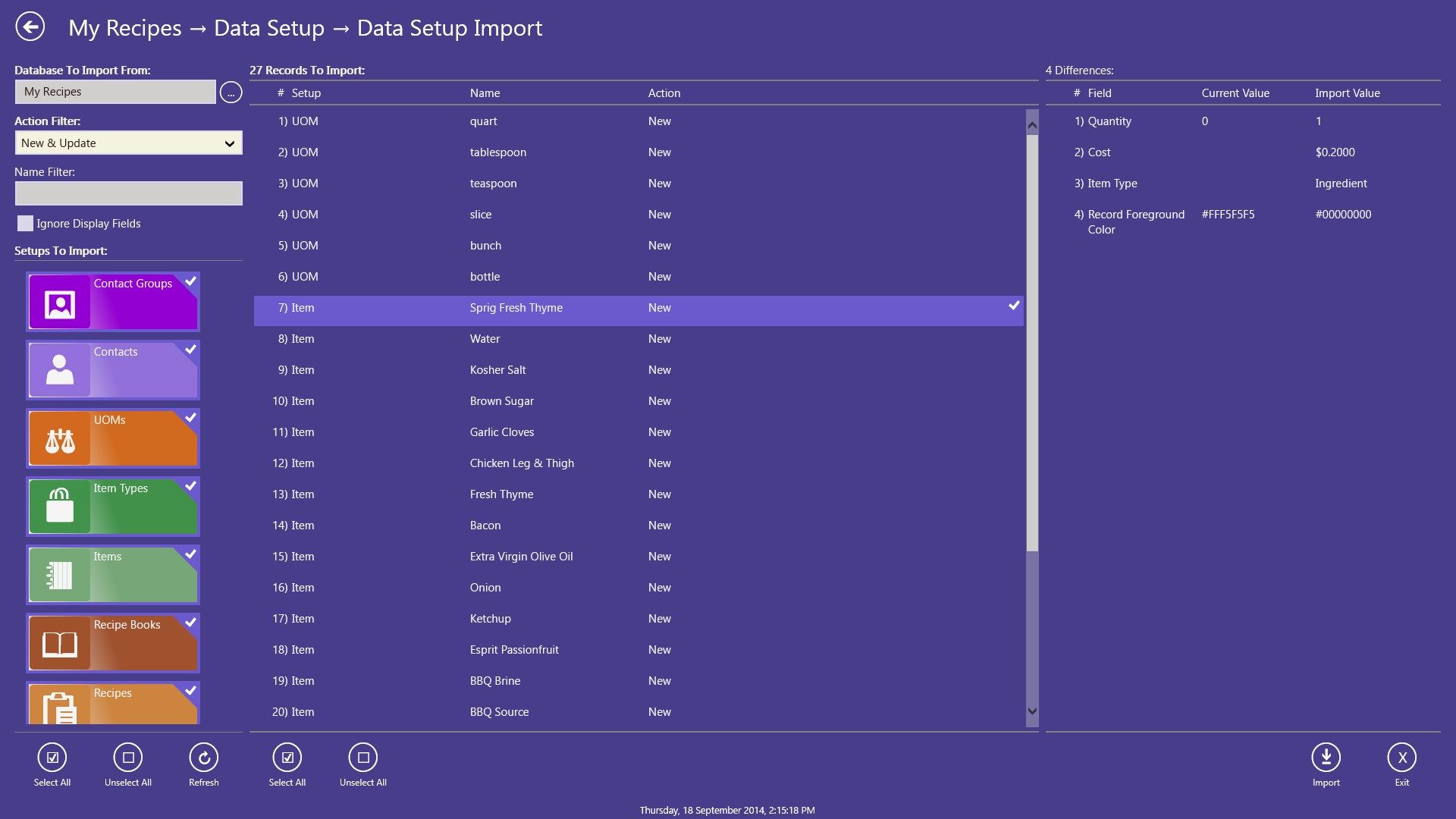 Data Setup Import