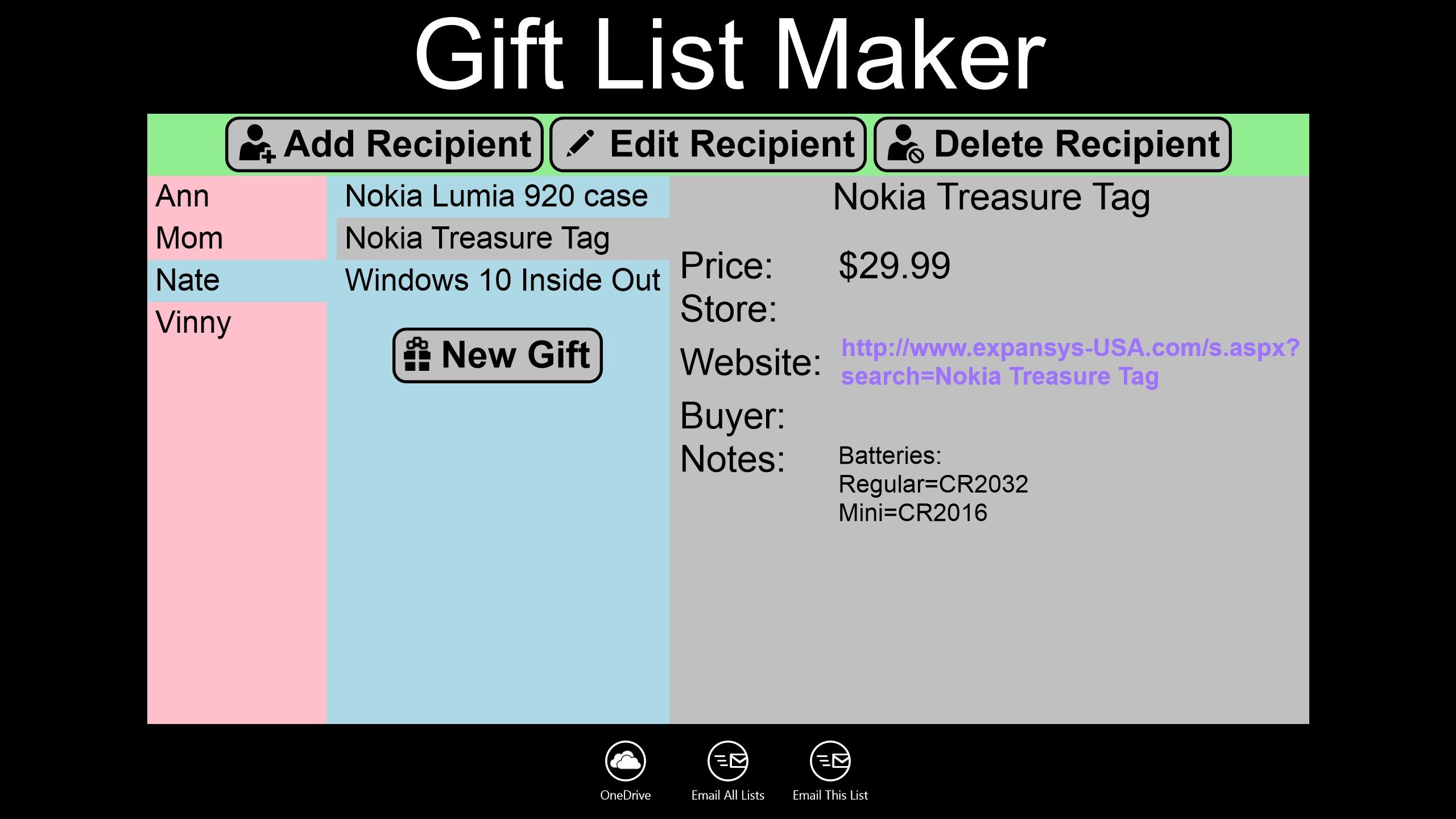 You can quickly switch between recipients & view gifts, including a clickable link to the gift's website