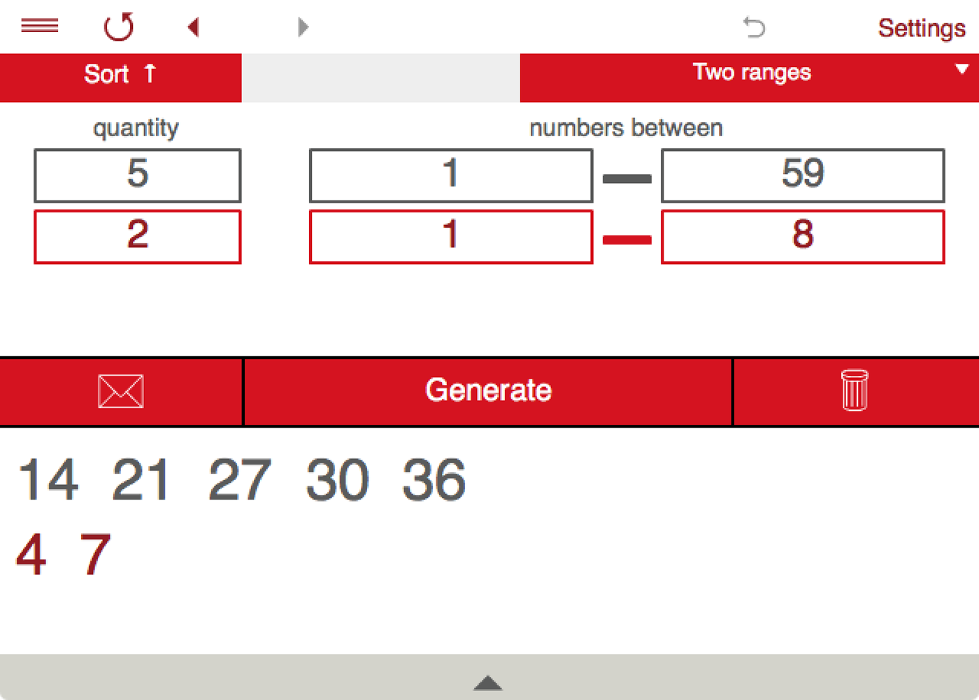 You can generate numbers in two independent ranges at a time.
