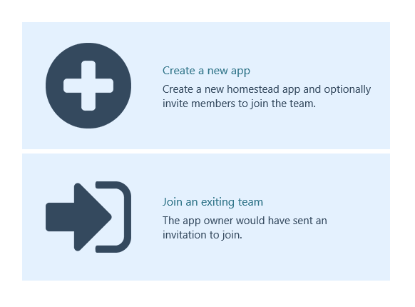 Add a new app or join an existing app team