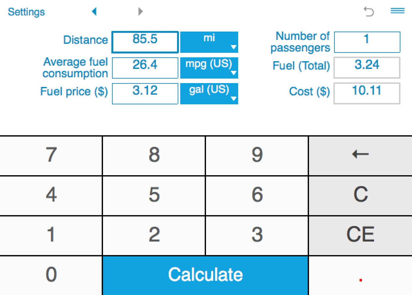 Fuel cost calculator