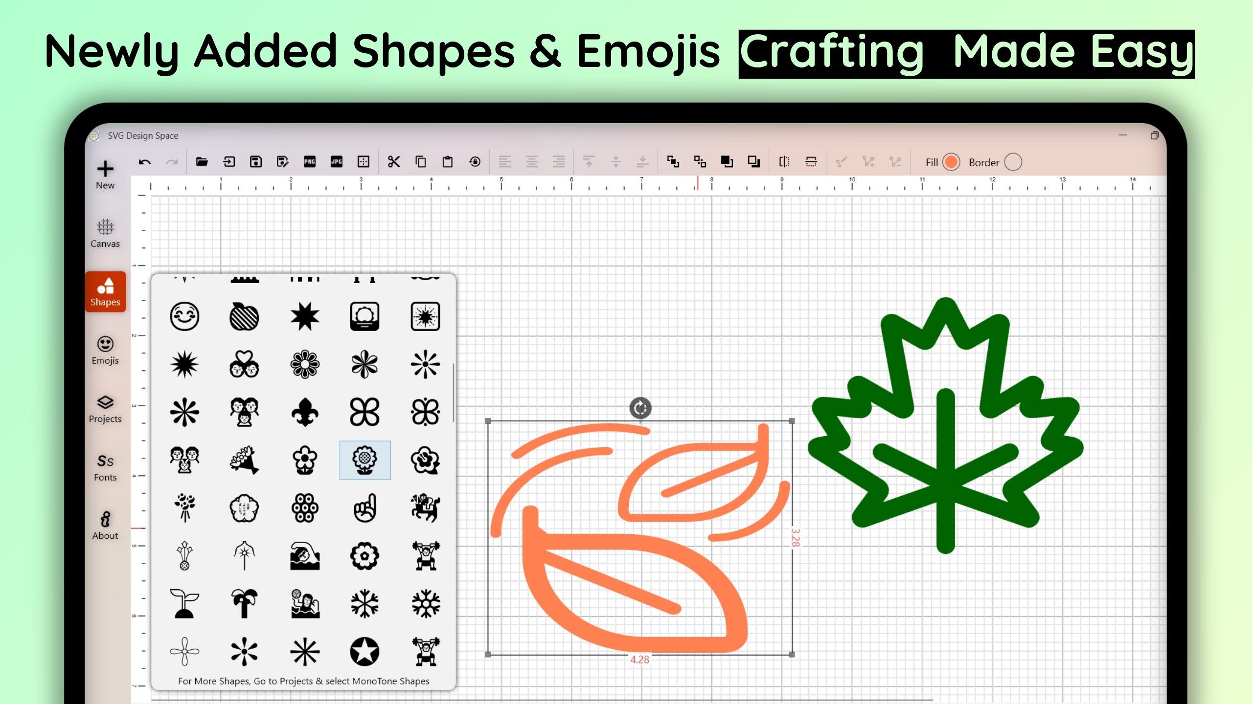 Canvas with Shapes and Emojis