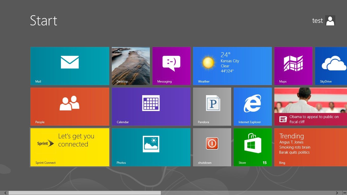 Sprint Connect live tile on a Windows 8 desktop.