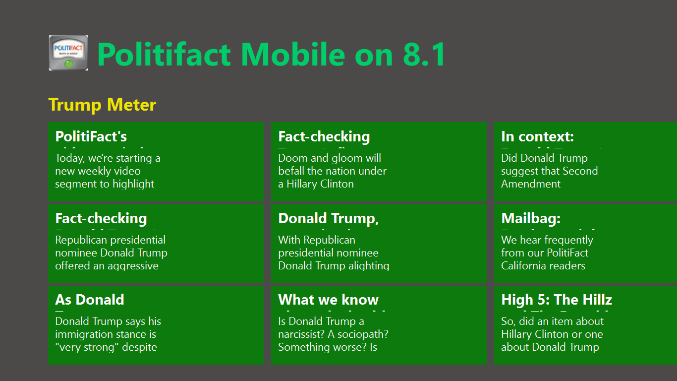 Politifact Mobile on 8.1