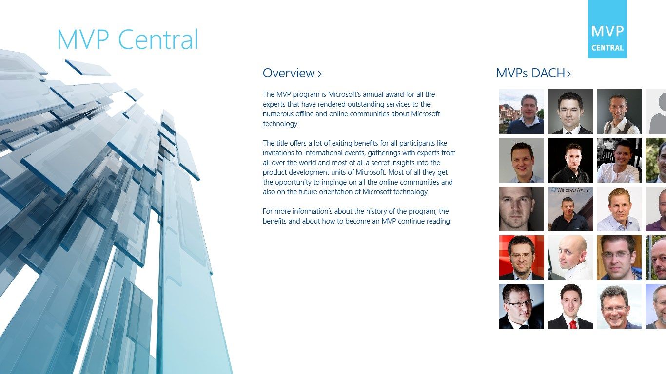 MVP Central Overview page