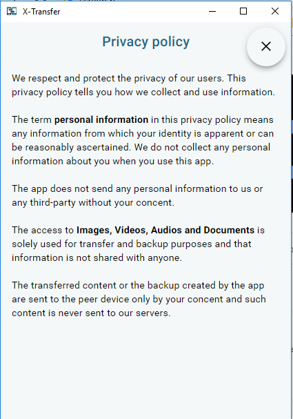 Privacy Policy Screen