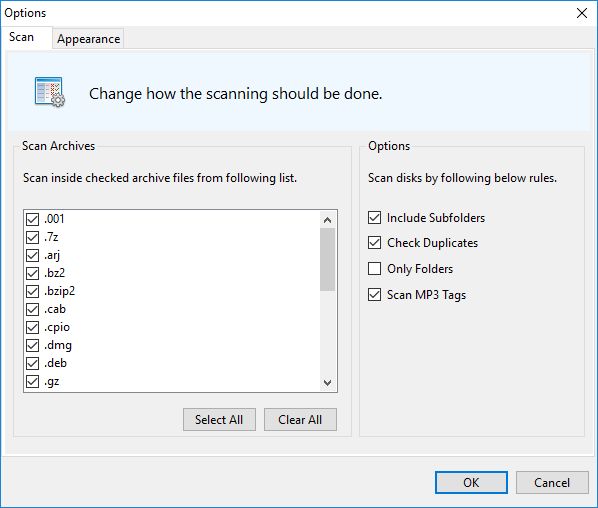 Scan Options
