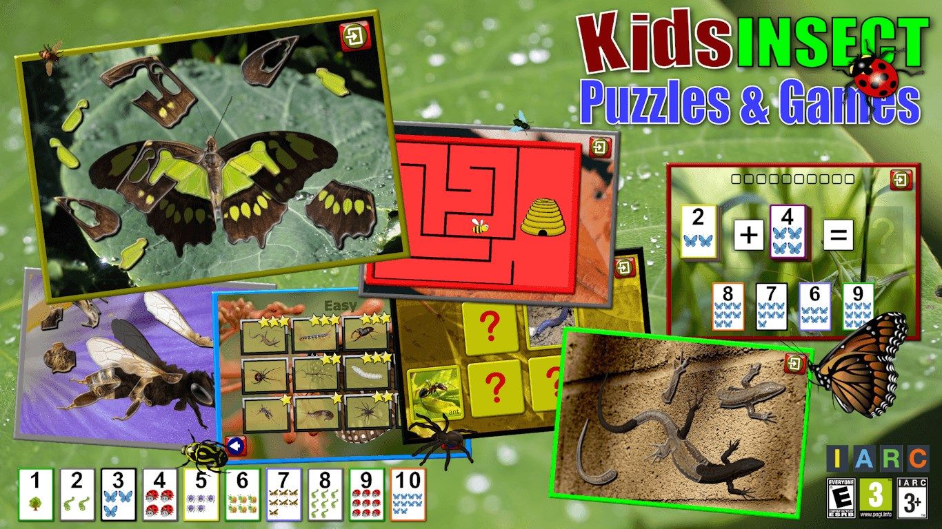 Kids Insect Jigsaw Puzzle and Memory Games