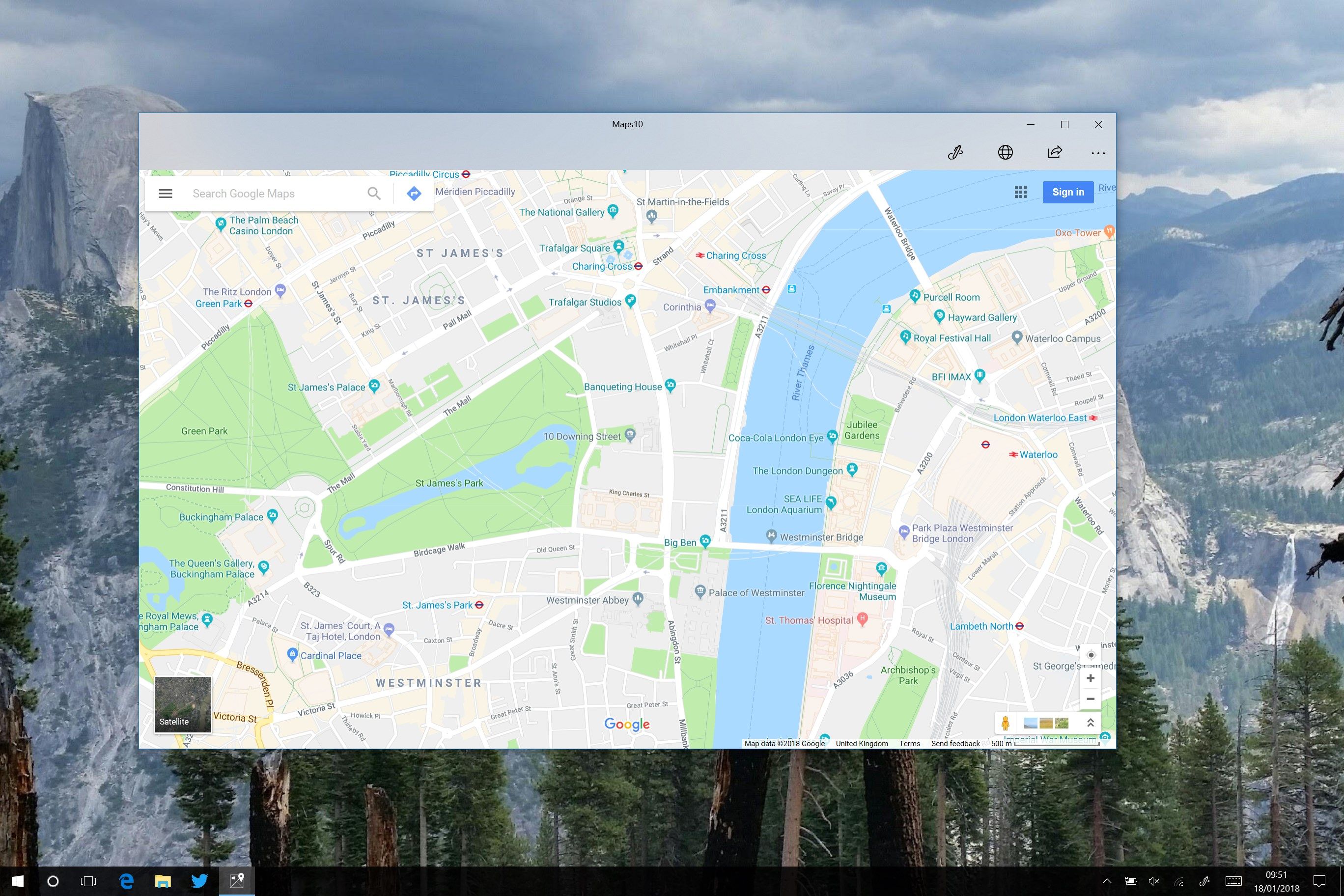 Maps10 uses Microsoft's Fluent Design system, with elements such as Acrylic in the title bar.