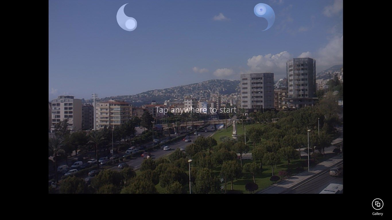 Panorama Shooting Interface. Rotate your device until the Yin-Yang symbols meet.