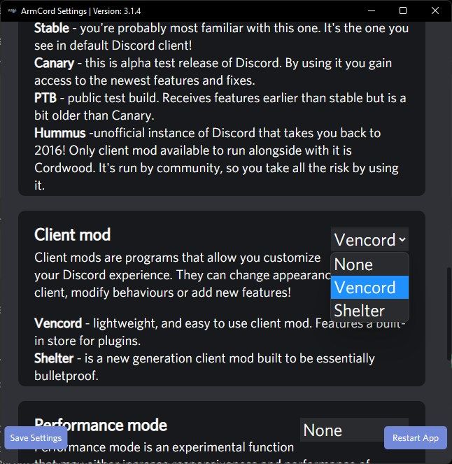Available client mods