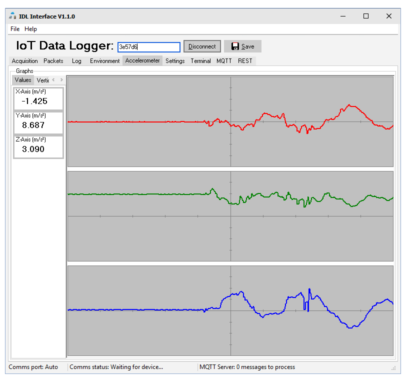 Accelerometer data in real-time!