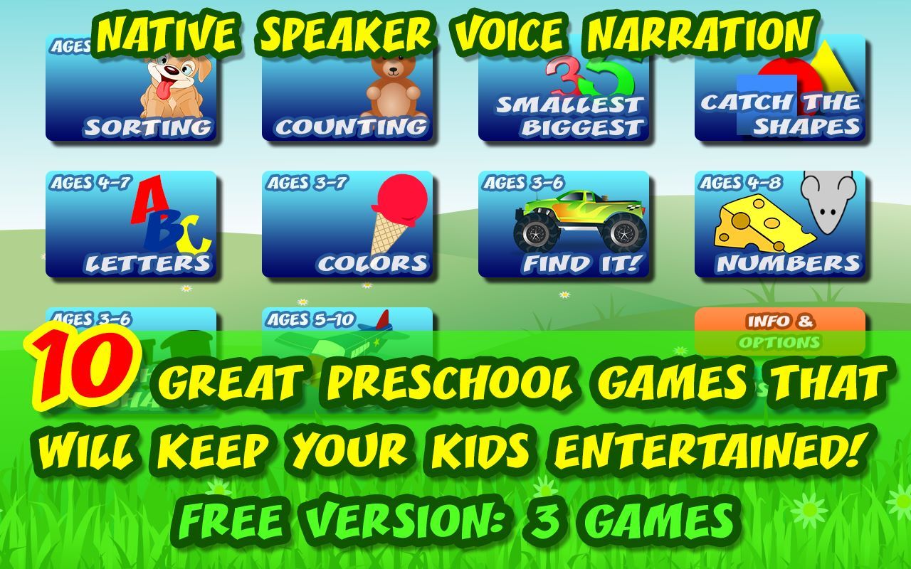 3 Preschool Activities in One App - Fun Educational Kids Games (ABC letters, learn numbers, teach colors, shapes, 123 counting, matching objects and train memory) for Toddlers & Kindergarten Explorers Free