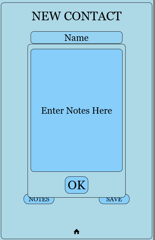 Large text area for storing notes about a contact such as allergies or favourite food.