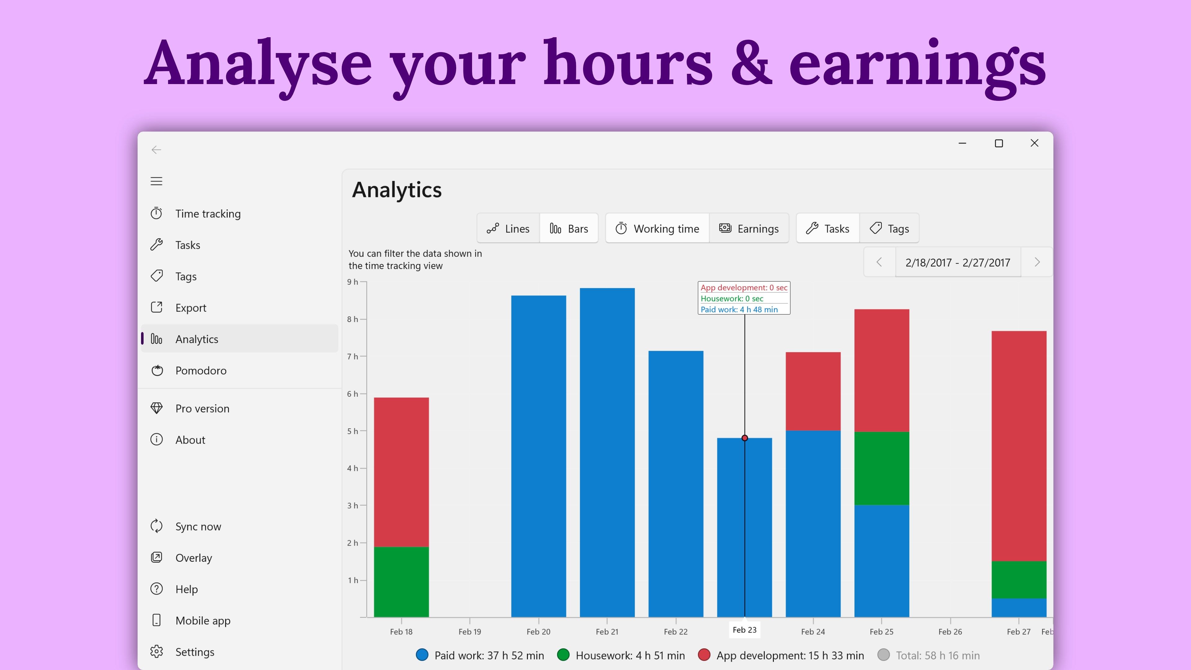 WorkingHours: Time Tracking, Hours Tracker, Timesheet