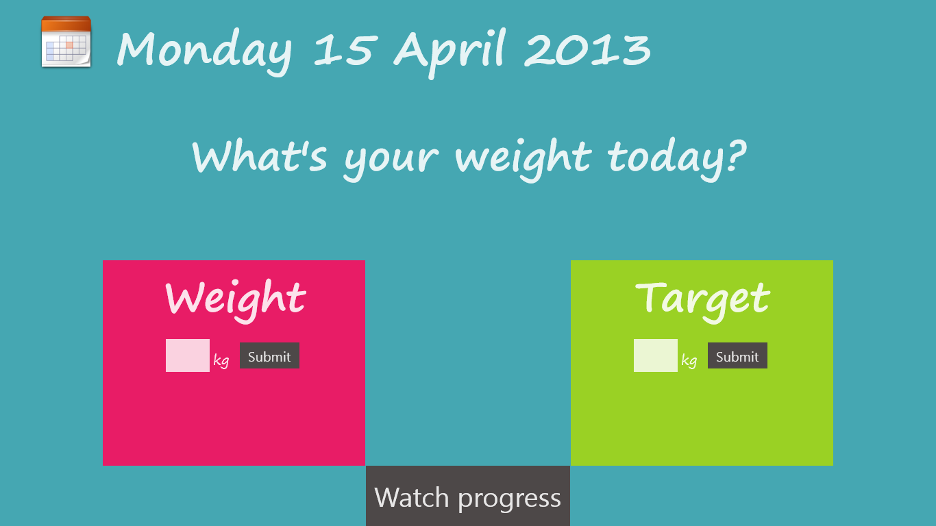Submit your weight for today and/or specify your target