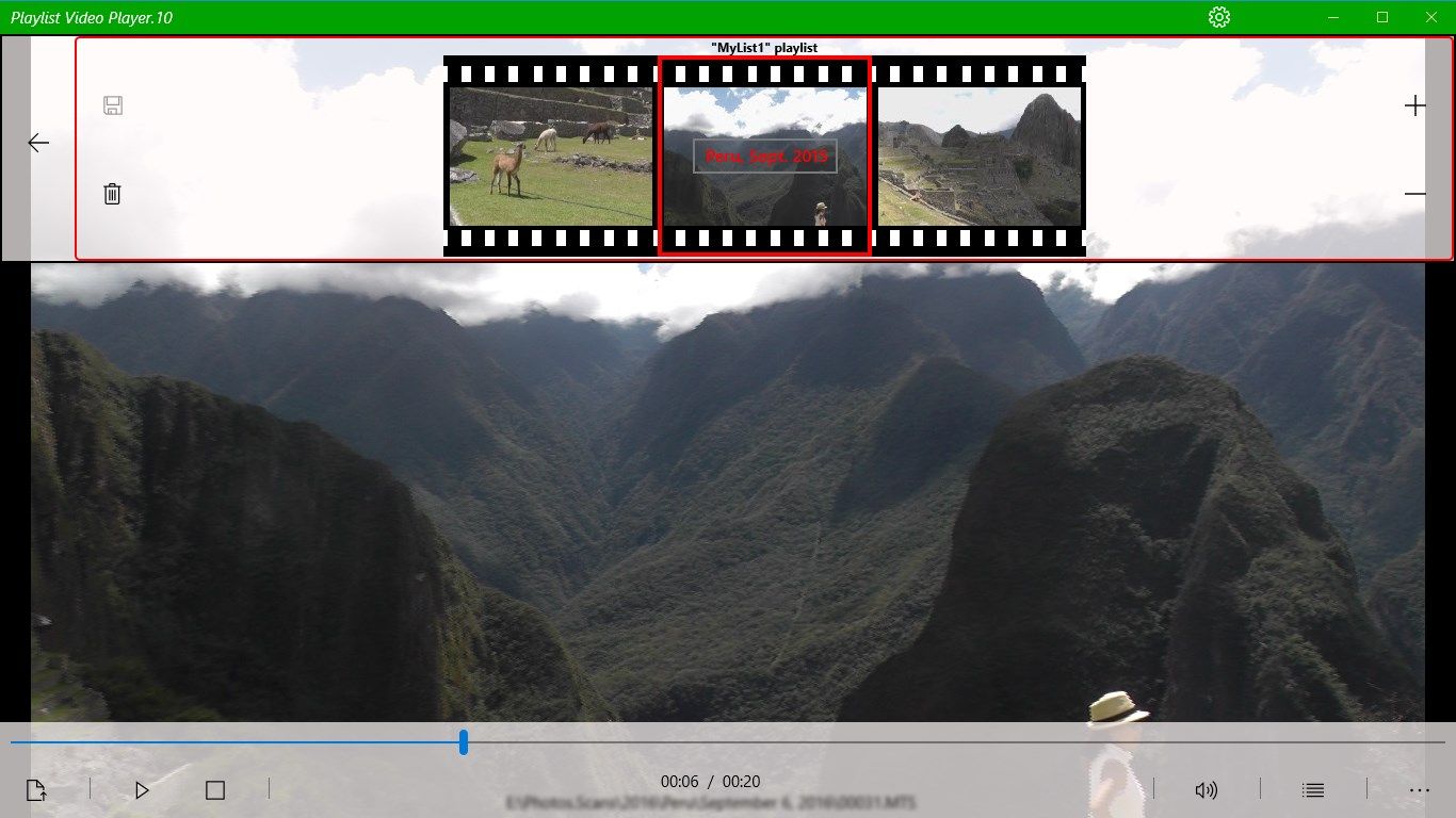 Existing playlist modification includes videos adding, removing, renaming and rearranging. Only selected video can be removed, selected video has the red frame around its thumbnail, to select or deselect just double click (double tap) on the video thumbnail. To rearrange the videos in the list just use drag-and-drop technique.
