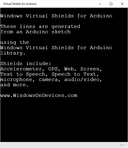 Windows Virtual Shields for Arduino