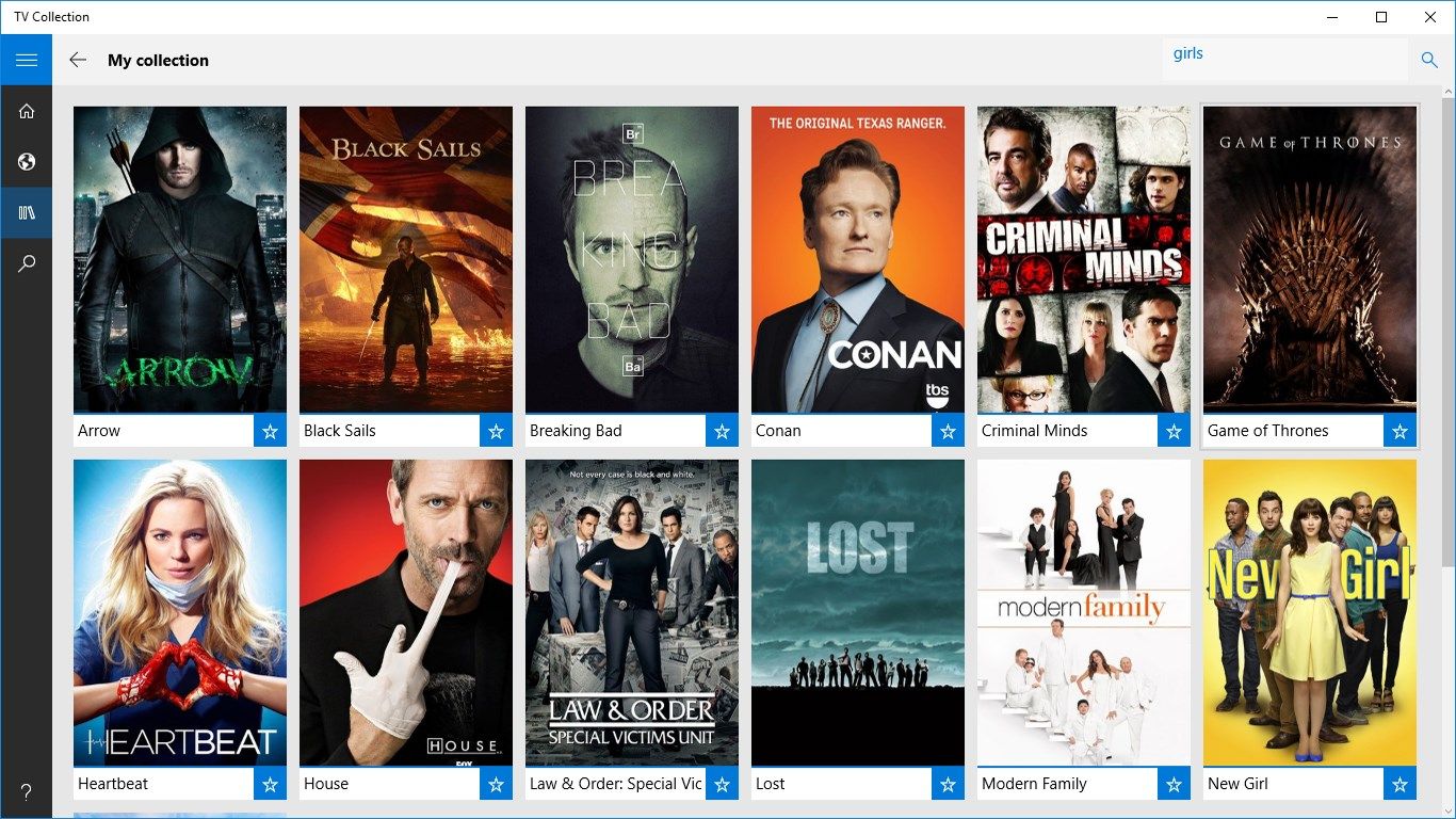 Add your favorites shows to your collection.