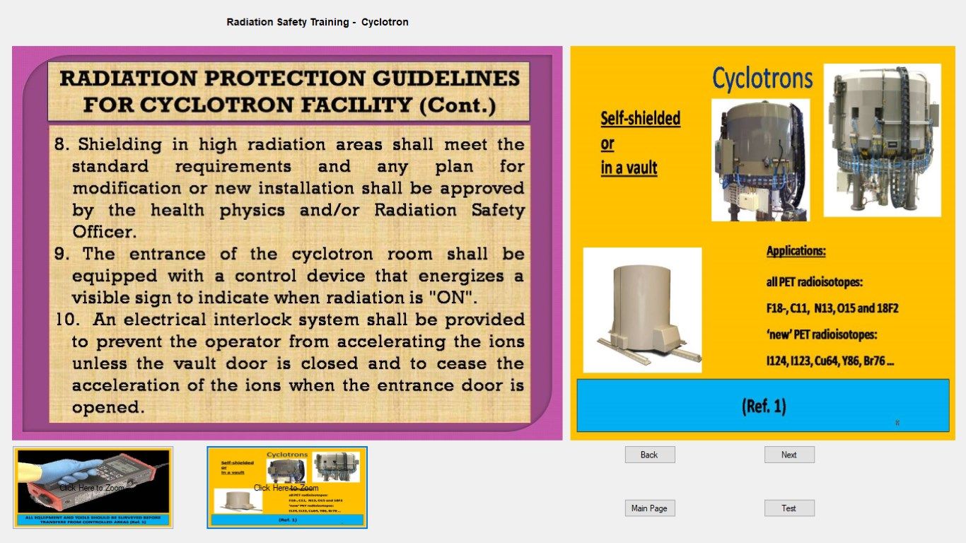 INTERACTIVE RADIATION SAFETY TRAINING IN CYCLOTRON FACILITY