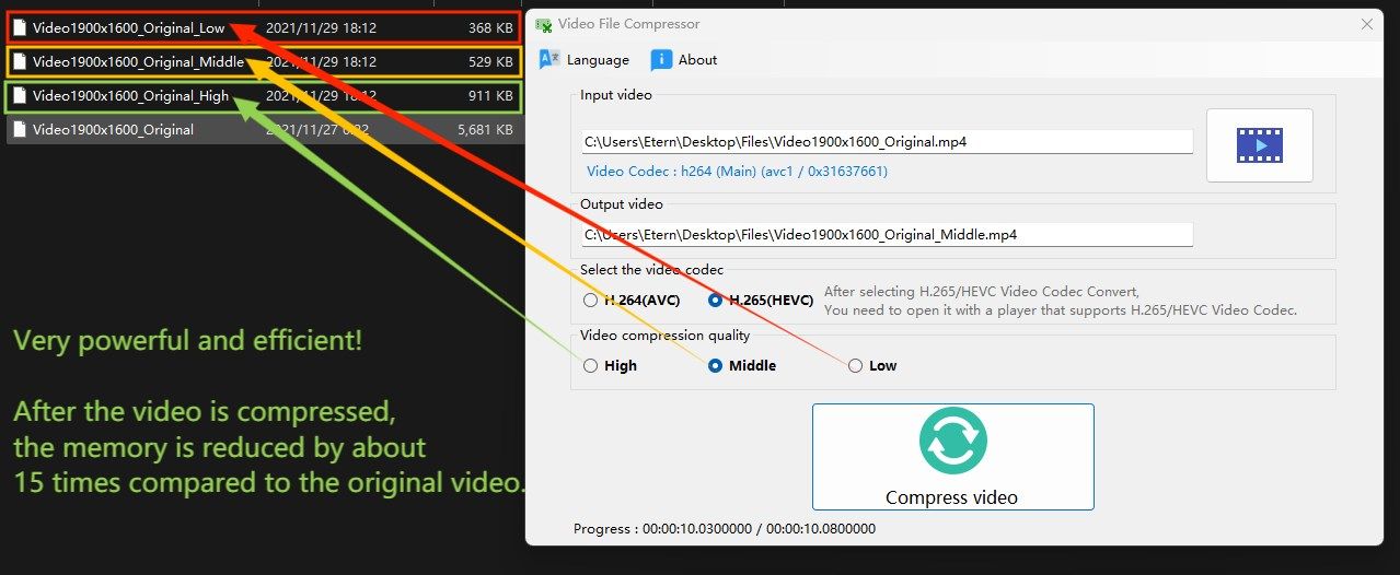 Video File Compressor-Compresses video memory