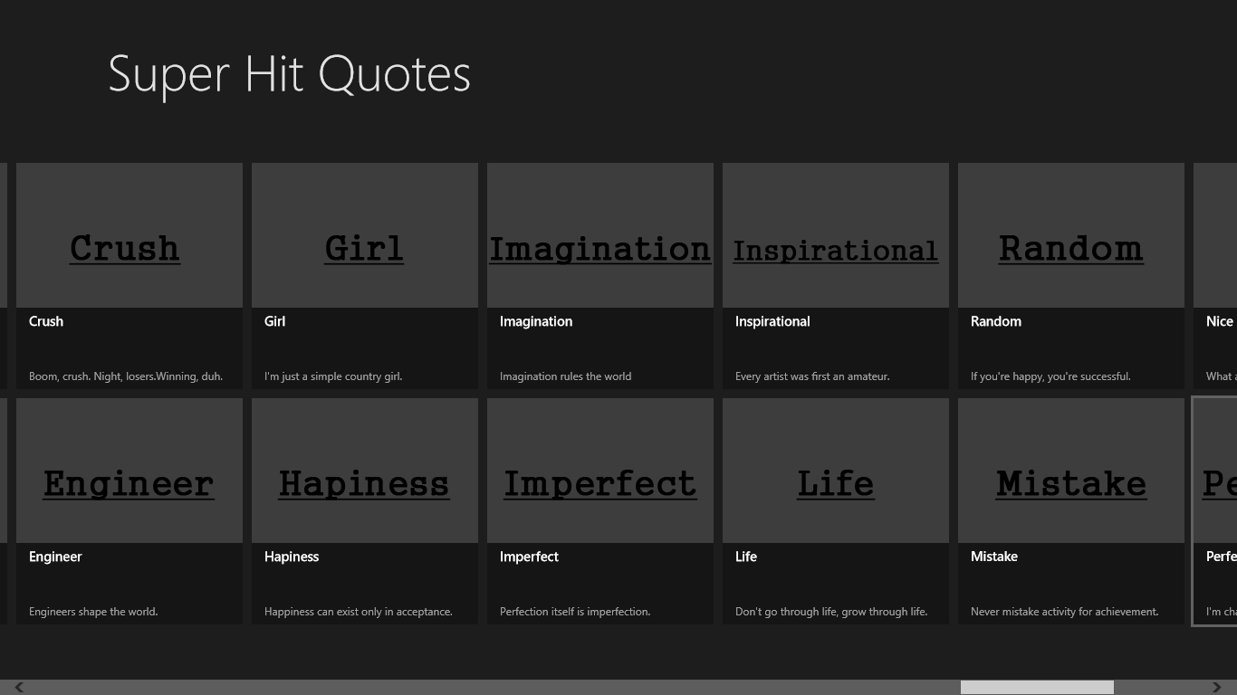 The Quotes are divided into different categories and each category contains many quotes.