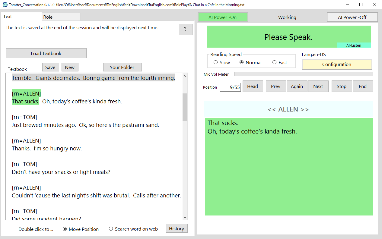 TORATTER English Script Conversation With PC