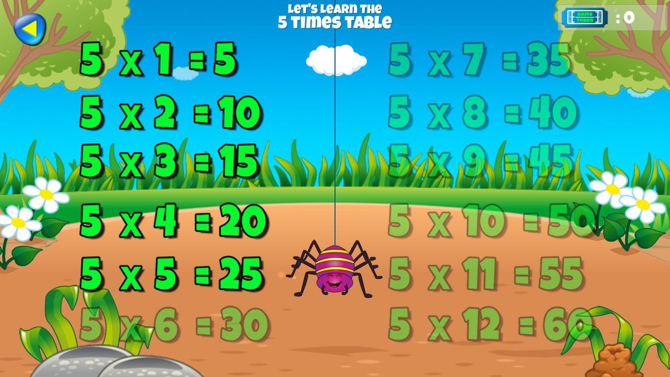 Click the Spider to easily learn your times tables.