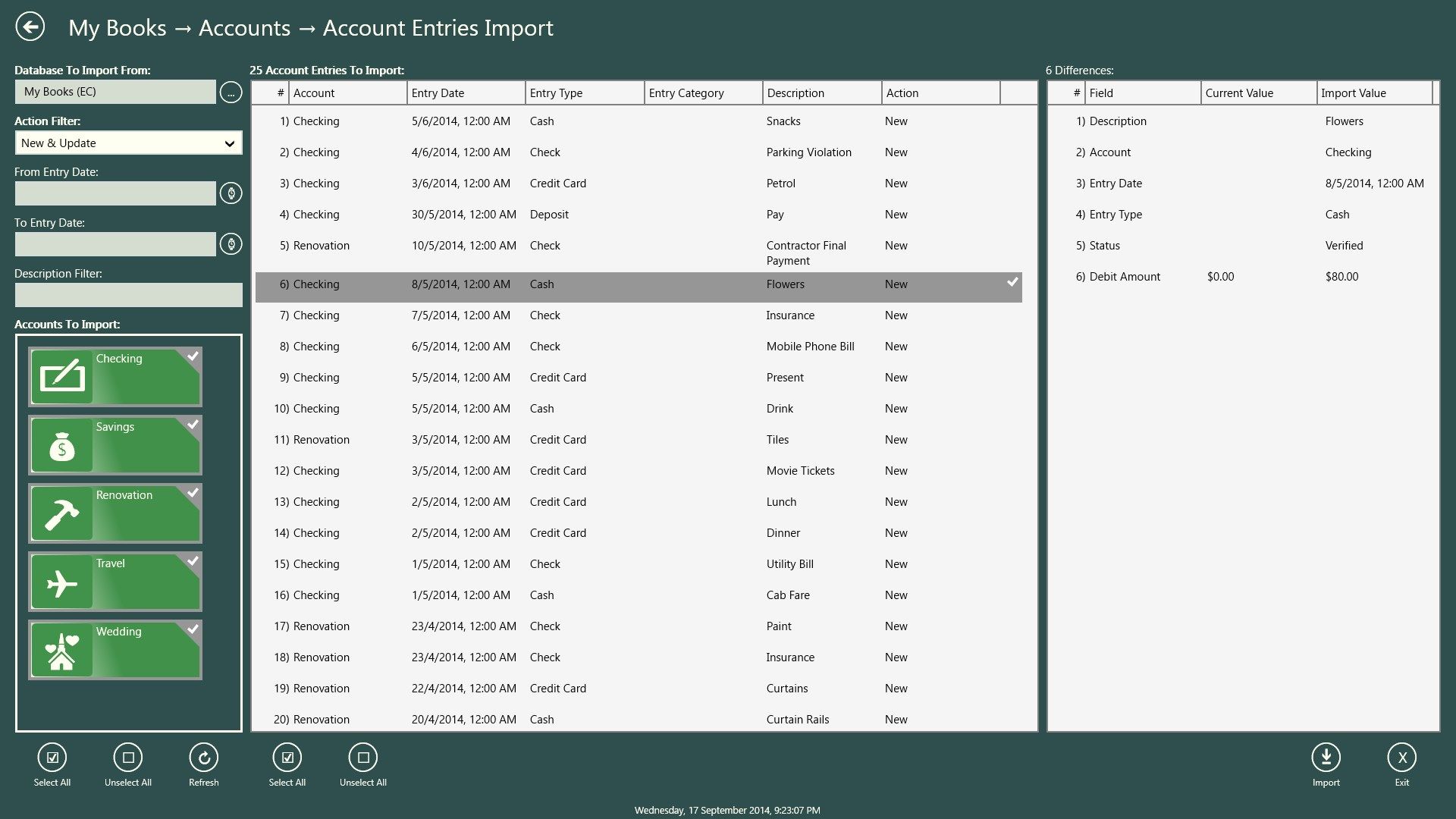Account Entries Import