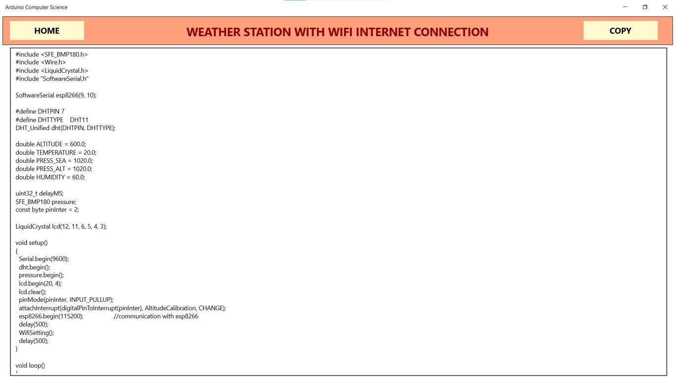 Code for a weather station.