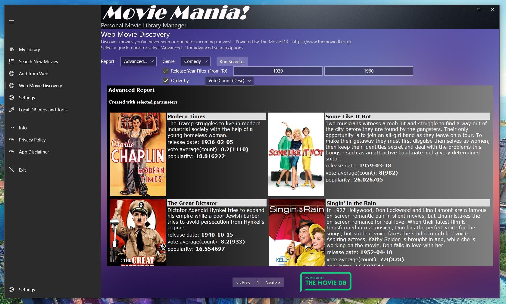 With Quick Reports and Advanced Search you can search for movies you've never seen or for incoming movies.