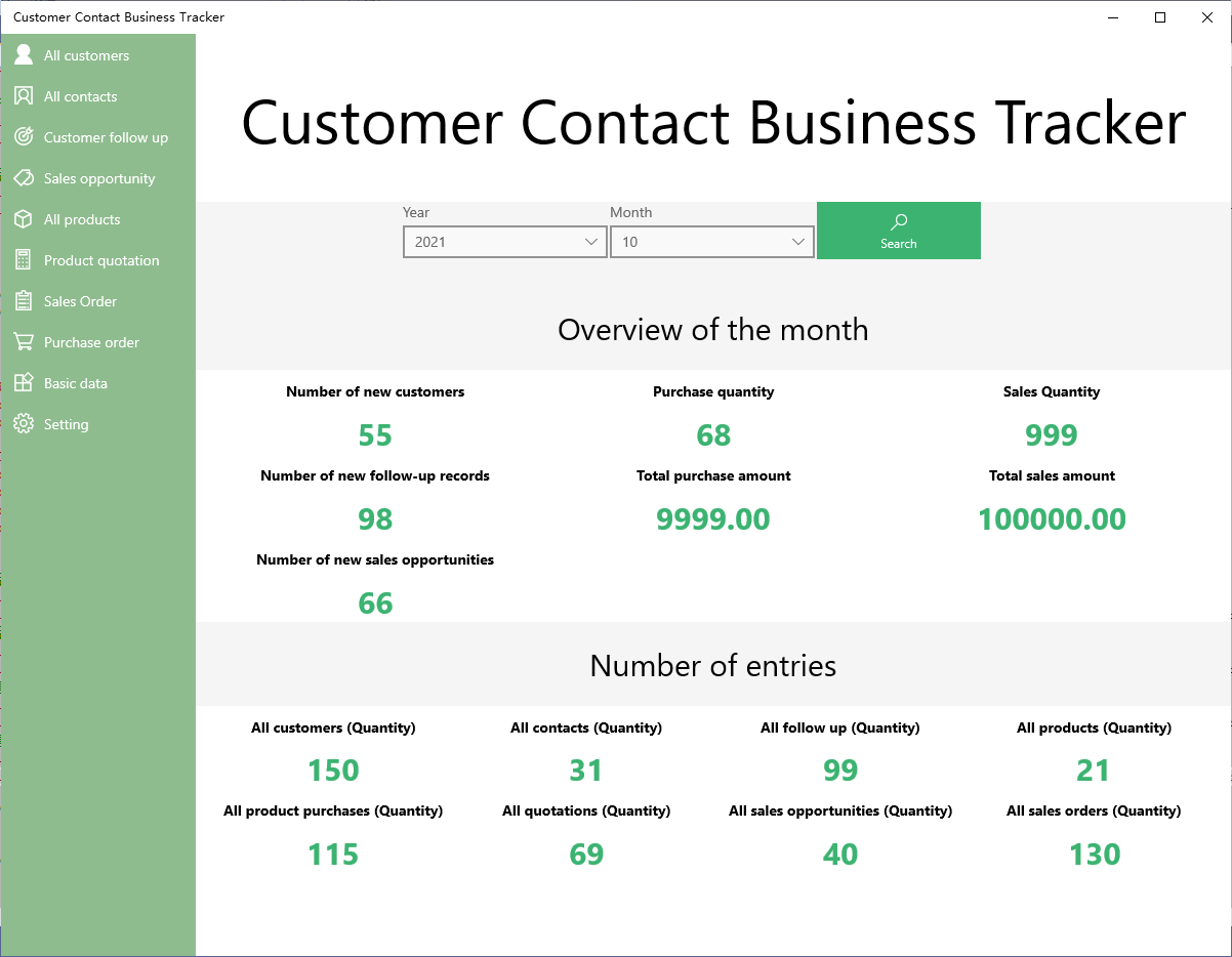 Customer Contact Business Tracker - Simple CRM