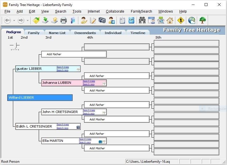 The friendly interface makes searching for ancestors and building your tree easy!