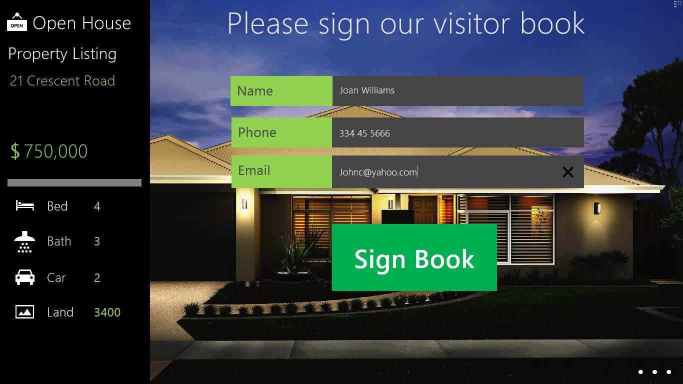 Visitors can quickly fill in their name, phone number and email address