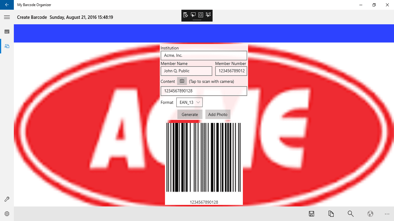 Edit Card - Rescan the barcode, or manually update the barcode number.  Change the card member information.  Add/change the picture.