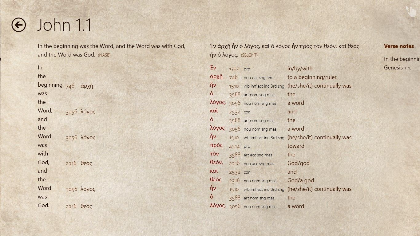 Verse: NASB & SBLGNT side by side, up to 6 in any order