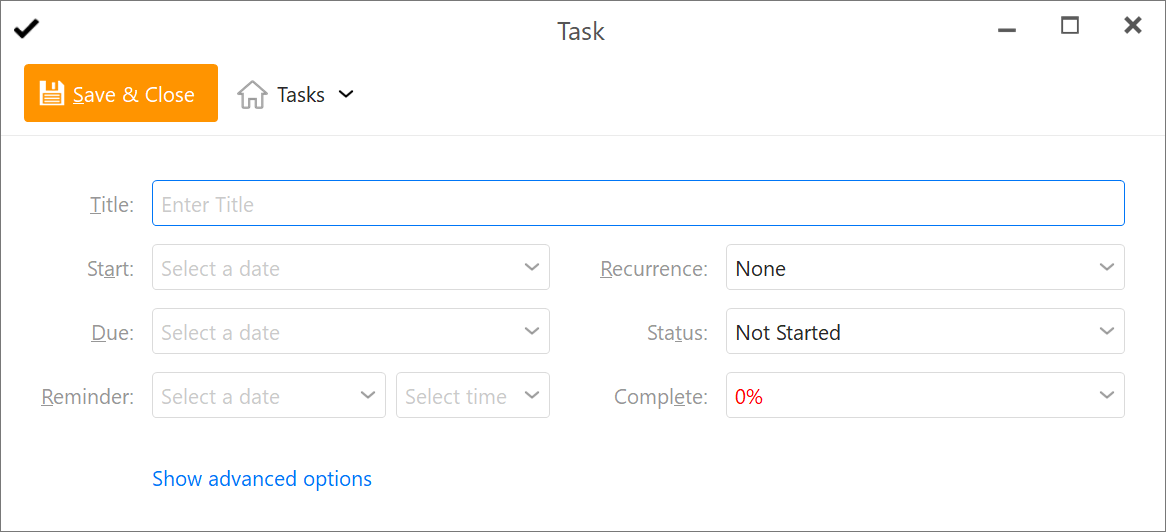 Task editing window
