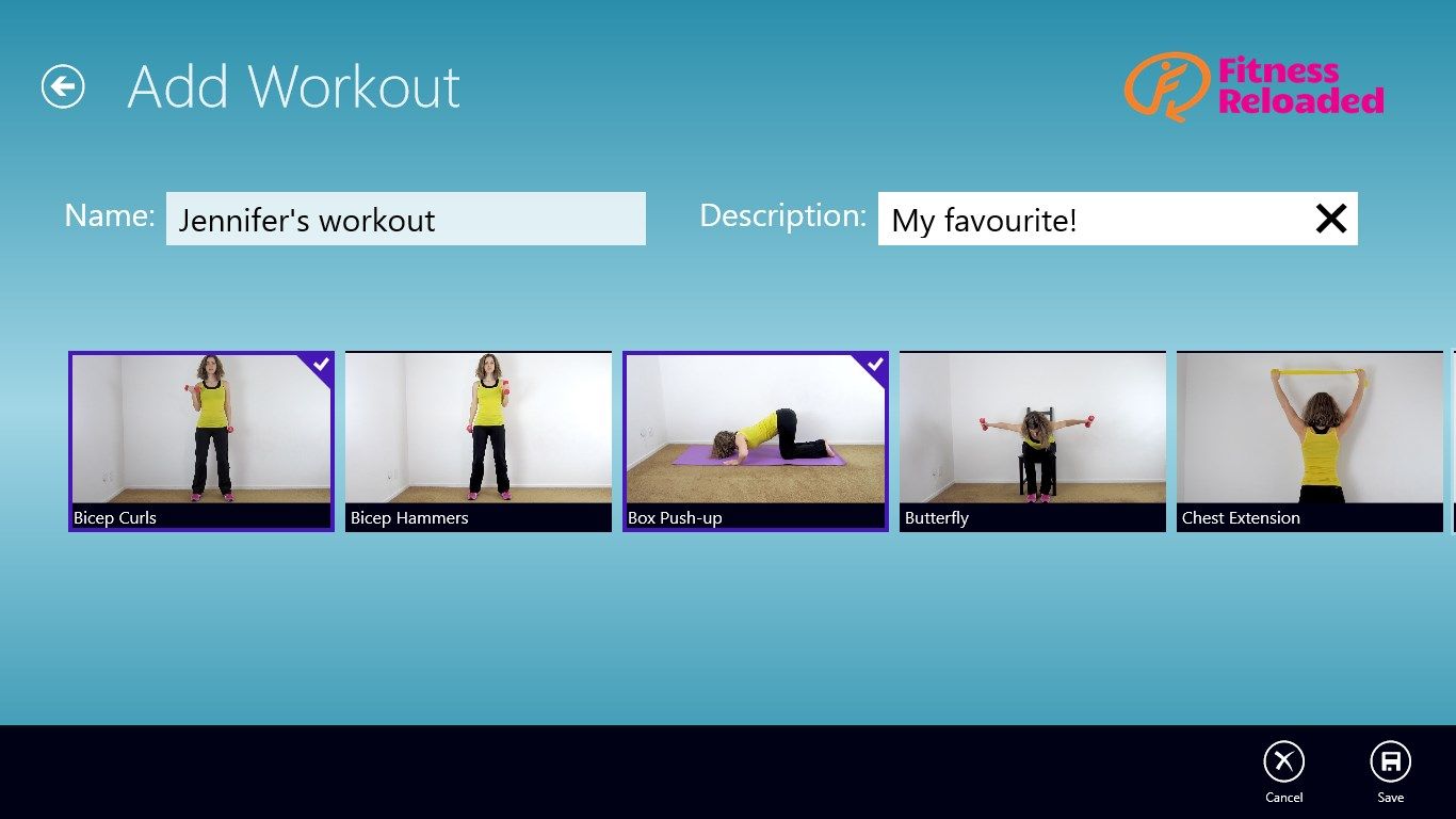 Create custom workout by selecting the exercises you want.