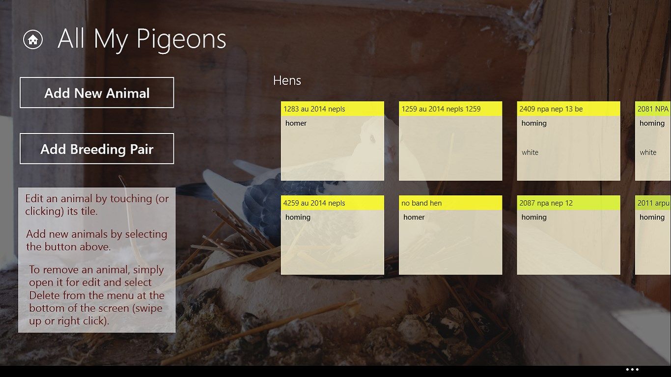 Manage Flock screen shows all animals (or specific category)