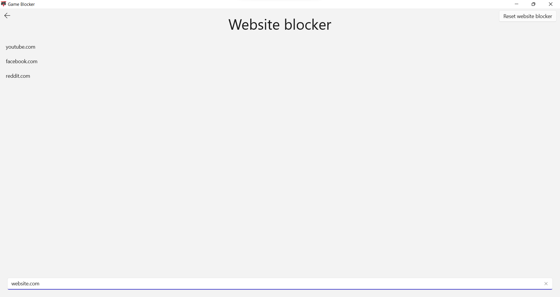 Add websites, delete websites, or reset the website block list with 1 click.