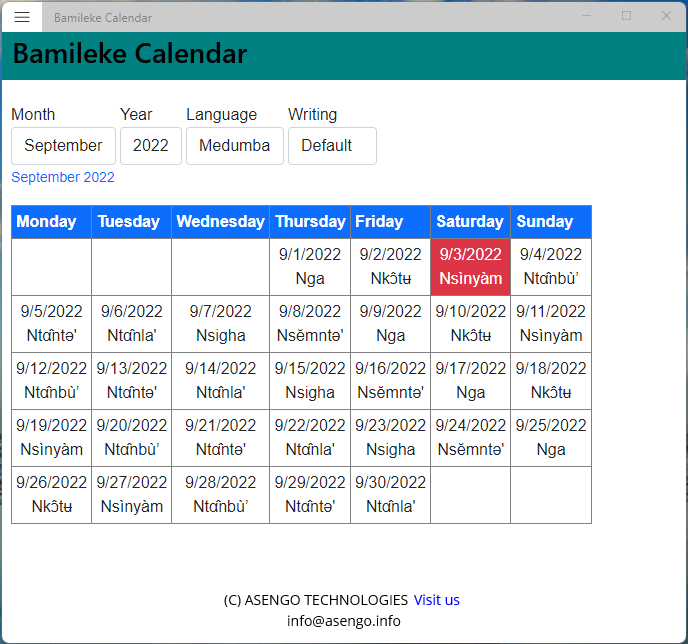 Bamileke Calendar Lite