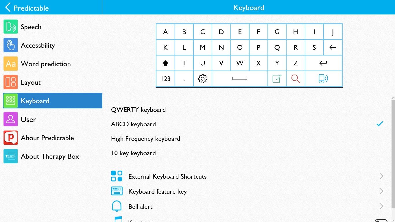 Choose from QWERTY, ABC, High Frequency or 10 Key keyboards to make text creation easy