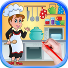 Coloring Book Kitchen For Girls
