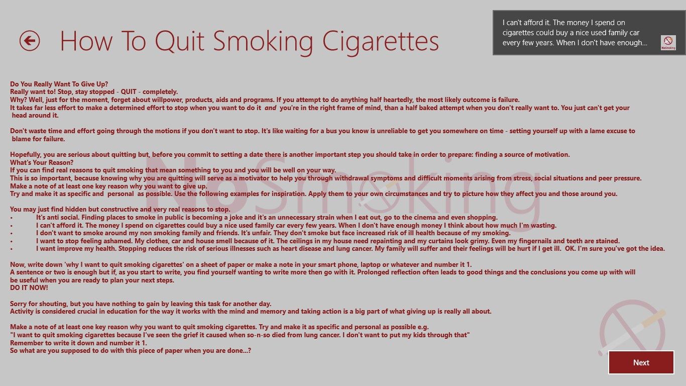 Information and Notification about Stop Smoking