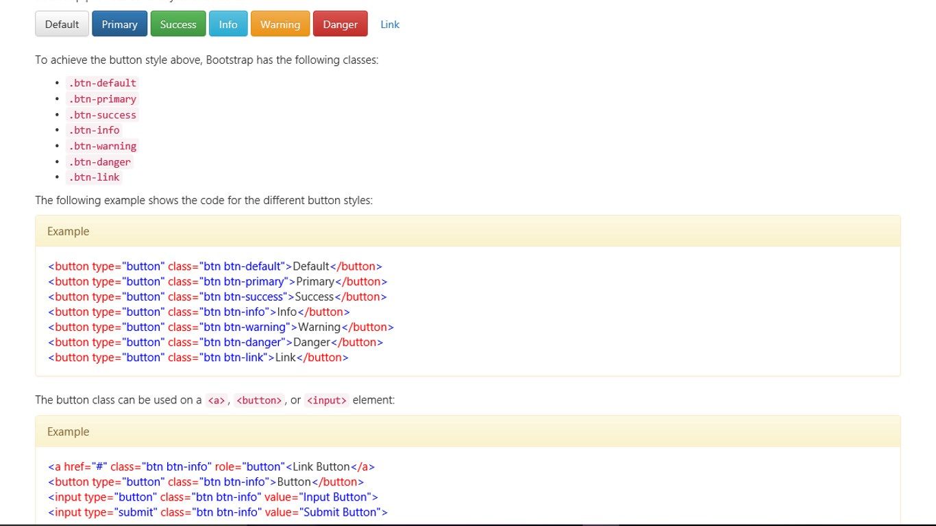 Page example show completed item, class and code examples