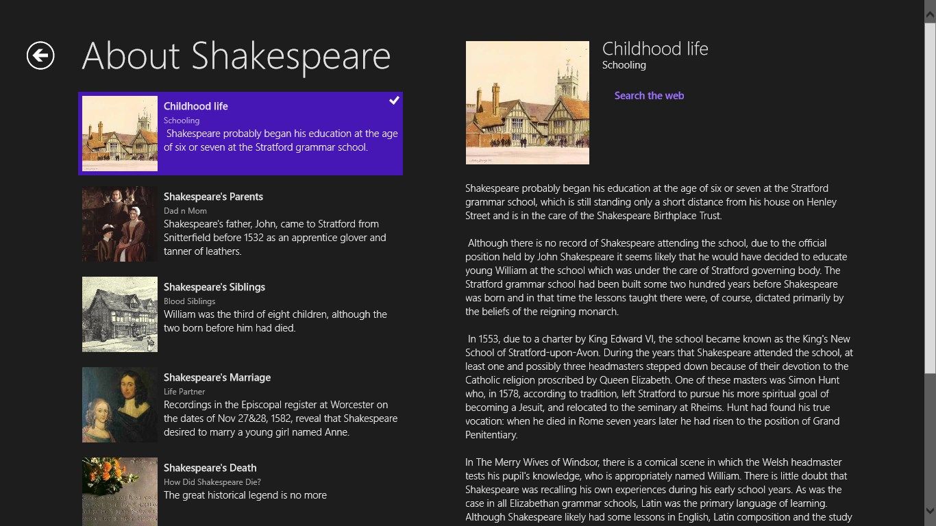 This App Shows details about shakespeare